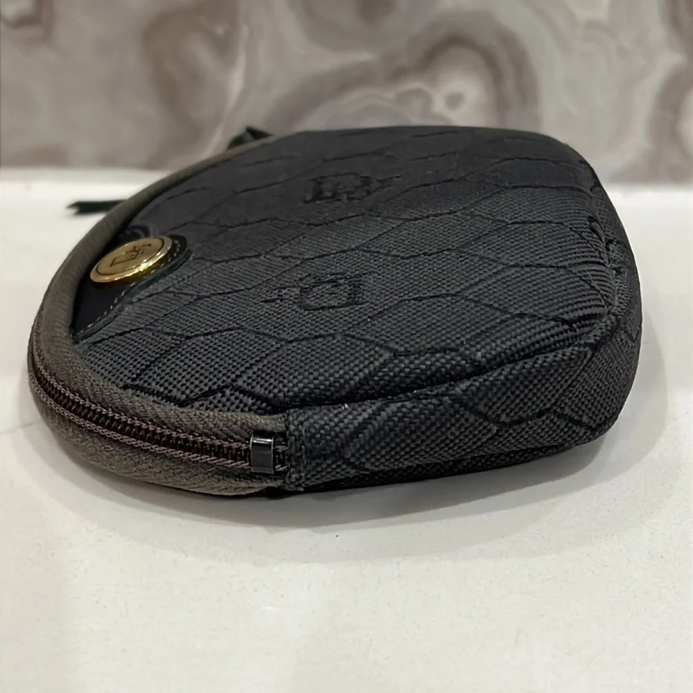 Christian Dior Charcoal Gray Small Zip Around Pouch Wallet